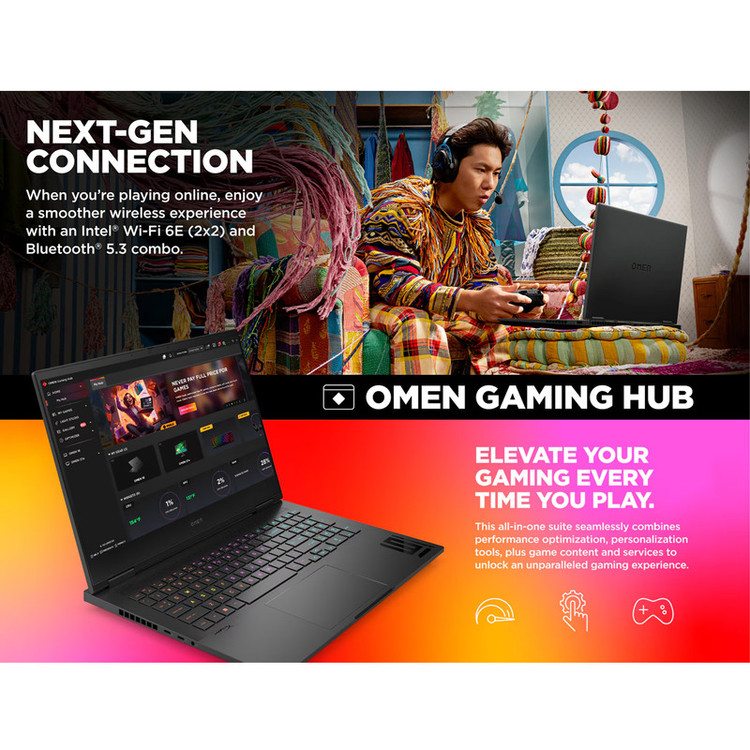 لپ تاپ 16.1 اینچی اچ پی مدل Omen Gaming 16 16t-wf100-i7 14700HX-64GB DDR5-2SSD-RTX4070-FHD-W