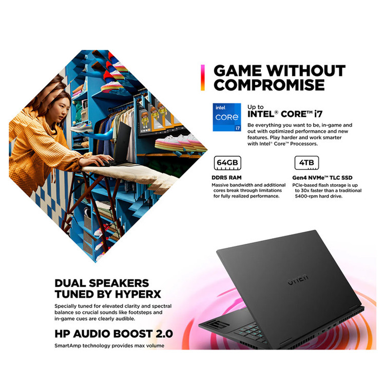لپ تاپ 16.1 اینچی اچ پی مدل Omen Gaming 16 16t-wf100-i7 14700HX-16GB DDR5-1SSD-RTX4070-FHD-W